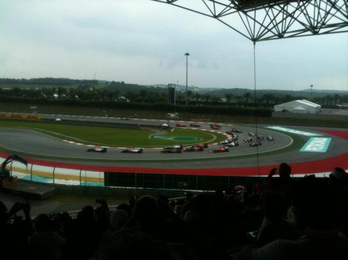 Turn 1, Lap 1 of the Malaysian Grand Prix 2012